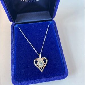 Aqua Diamond Heart Necklace